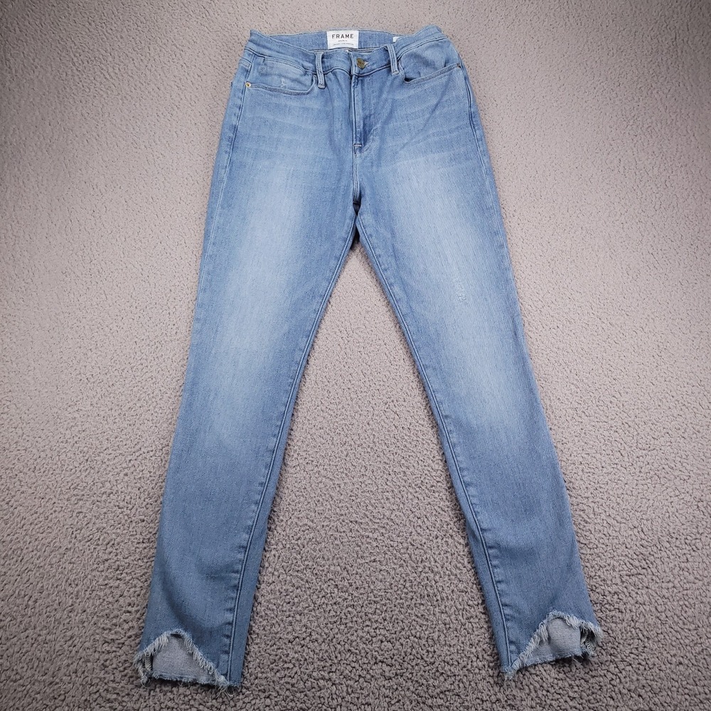 FRAME Jeans Womens Size 30 Le High Skinny Crop Raw Hem Floyd Wash Denim  27x28